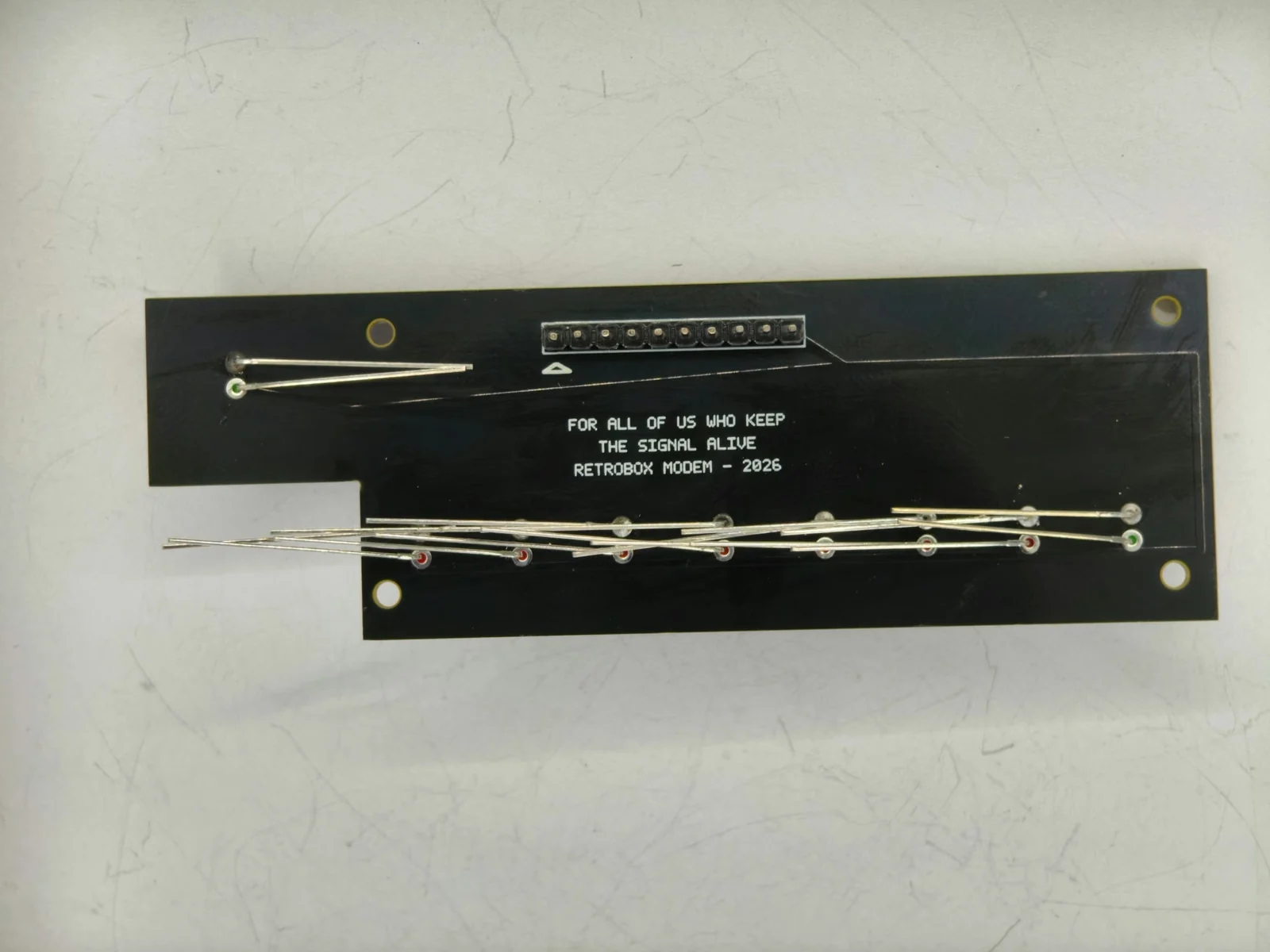 PCB del panel frontal de RetroBox Modem durante el desarrollo